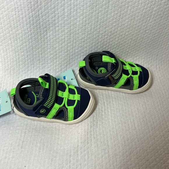 Stride Rite Unisex Blake Sneaker Sandal Navy‎ / Lime Green size 3M - Picture 5 of 10